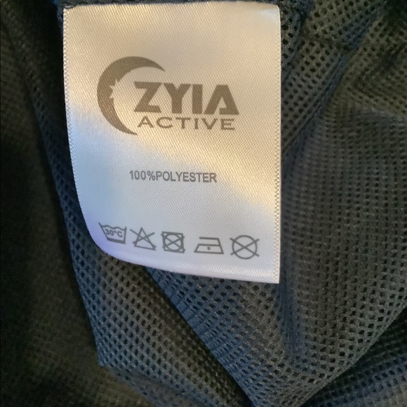 Zyia Active Rainbow Sleeve Hooded Bomber Jacket Navy Medium - Picture 6 of 6